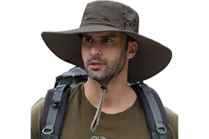 ULSTAR Wide Brim Sun Hat for Men Women, UV Protection Boonie Hat Cowboy Cap Water-Repellent Safari Hiking Fishing Bucket Hat