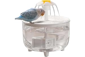 TELADESHX Bird Bath for Indoor Parrots Parrot Bird Bathtub Circulating Filter Fountain Cage Birdbath for Canary, Love Bird, Goldfinch Parrot Small Medium Feathered Pet (Transparent + White, S)