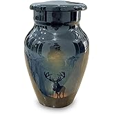 Classical.Gift.Export Decorative Small Aluminum Urn – Dark Green Multicolor 3 Inch Mini Keepsake Cremation Urn, 90 gm Memorial Urn for Human or Pet Ashes