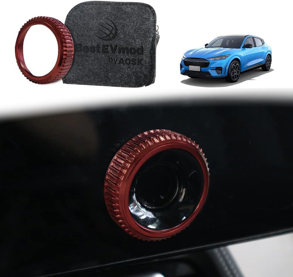 Photo 1 of AOSKonology BestEvMod Volume Control Knob MetalCover Compatible with Mach E Mach-E 2021 2022 2023 2024 2025 Accessories Shift Switch Knob Metal Cover Zinc Alloy SNAP in Design (Volume, Red)