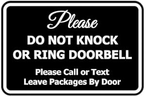 Signs ByLITA Classic Framed Please Do Not Knock Or Ring Doorbell Wall or Door Sign - Easy Installation | Mail Delivery Instruction | Do Not Disturb (Black) - Small 1 Pack