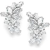 Mariell Cubic Zirconia Crystal Bridal Earrings, Marquis Shape CZ Curved Clusters, Earrings for Wedding, Bridesmaids, Homecoming, Mother of the Bride
