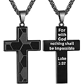 GLITTO Soccer Cross Necklace for Boys Men Stainless Steel Bible Verse Pendant with20+2 Inch First Communion Baptism Religious Sports Jewelry Gift