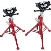 Garvee 2PCS Pipe Jack Stand, 4 Ball Transfer 2500 lb Capacity Pipe Stand, Adjustable Heavy Duty V-Pipe Stand for Welding, Portable Folding Legs 28-52 Inch Height Adjustable 1/8"-12"