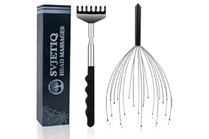 Svjetiq Head Massager Back Scratcher, 20 Fingers Head Scratcher Scalp Massager & Extendable Back Scratcher for Men Women, Christmas Gift Stocking Stuffers for Deep Relaxation, Stress Relief