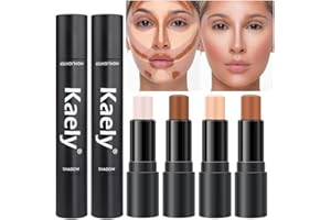 Kaely 4 Color Highlighter Contour Stick,Cream Contour Palette Kit for Beginners,Bronzer Contouring Sticks,contorno maquillaje para mujer en oferta,Concealer Stick Primer Face Makeup Brightener,01+02