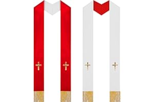 Embroidered Wedding Reversible Stole – Polyester 5.12x53.15inch | Liturgical Clergy Vestment With Cross Tassel | Elegant
