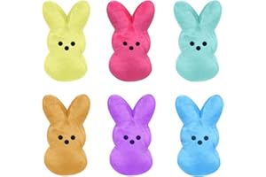 TOPORTY Easter Bunny Plush Toys 6Pcs Easter Peep Plush Cute Animal Bunny Stuffed Doll Toy Easter Basket Stuffers Toys for Kids