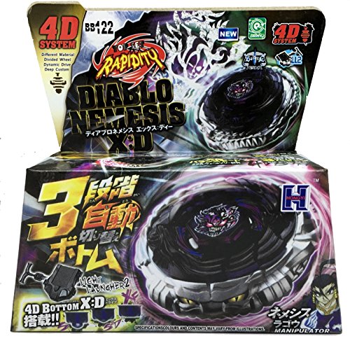 DIABLO NEMESIS BEYBLADE 4D TOP METAL FUSION FIGHT MASTER NEW + LAUNCHER