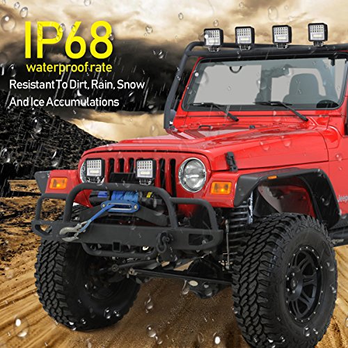 LED Pods, Swatow Industries 2PCS 4Inch Spot Flood Combo Diffused Square LED Work Lights Off Road LED Cubes LED Driving Lights for Truck 4x4 Tractor Heavy Duty UTV ATV Boat - 2 Yr Warranty