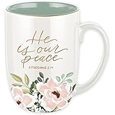 Christian Art Gifts Large Novelty Inspirational Ceramic Coffee & Tea Mug for Women & Men: He is Our Peace Encouraging Scripture, Non-toxic, Lead & Cadmium-free, Lime Green, 15 oz.