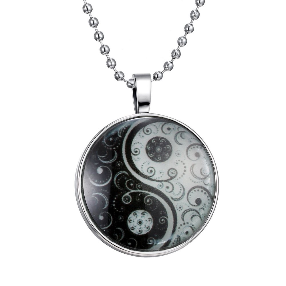 Feilok Classic Yin Yang Pattern Luminous Pendant Necklace, Blue Emitting Color