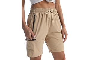 AURIVIZ Women's Hiking Cargo Shorts Travel Athletic Golf Quick Dry Lightweight Summer Shorts for Women with Zipper Pockets