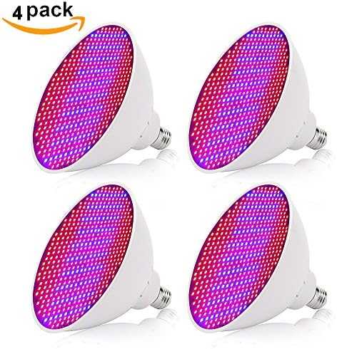 4Pack 50W LED Grow Light Bulb, EnerEco Grow Lights for Indoor Plant, E27 Base 500lLEDs Plant Lamp for Hydroponics Aquatic Greenhouse Indoor Plants Veg AC85-265V