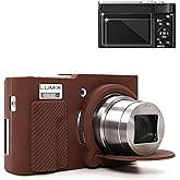 Frevyve Case for Panasonic LUMIX TZ/ZS99 Point and Shoot Camera Accessories, Soft Silicone Protective Case Sleeve, Anti-Scratch with Screen Protector for Lumix ZS99 TZ99 Cover (Brown)