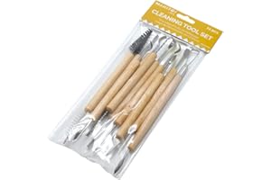 MAHITOI 11 Pieces Clay & Leather Durable Tools Set, Metal Tips with Wood Handles for Cleaning, Creating, Shaping, Molding, Decorative Effects on Clay & Leather Surfaces by All Creators