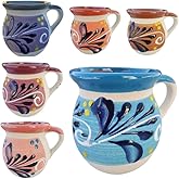 Hand-Painted Mexican clay Mugs, Floral Ceramic Coffee cups, Artisan Handmade Talavera Jarritos Mexican Mugs Tazas de Mexico (Mixed, 2)