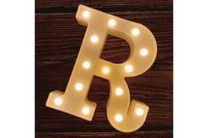 MUMUXI Marquee Light Up Letters | Large Light Up Numbers | Battery Powered and Bright with Every Letter of The Alphabet | for Wedding, Birthday, Party, Celebration, Christmas or Home Decoration (R)