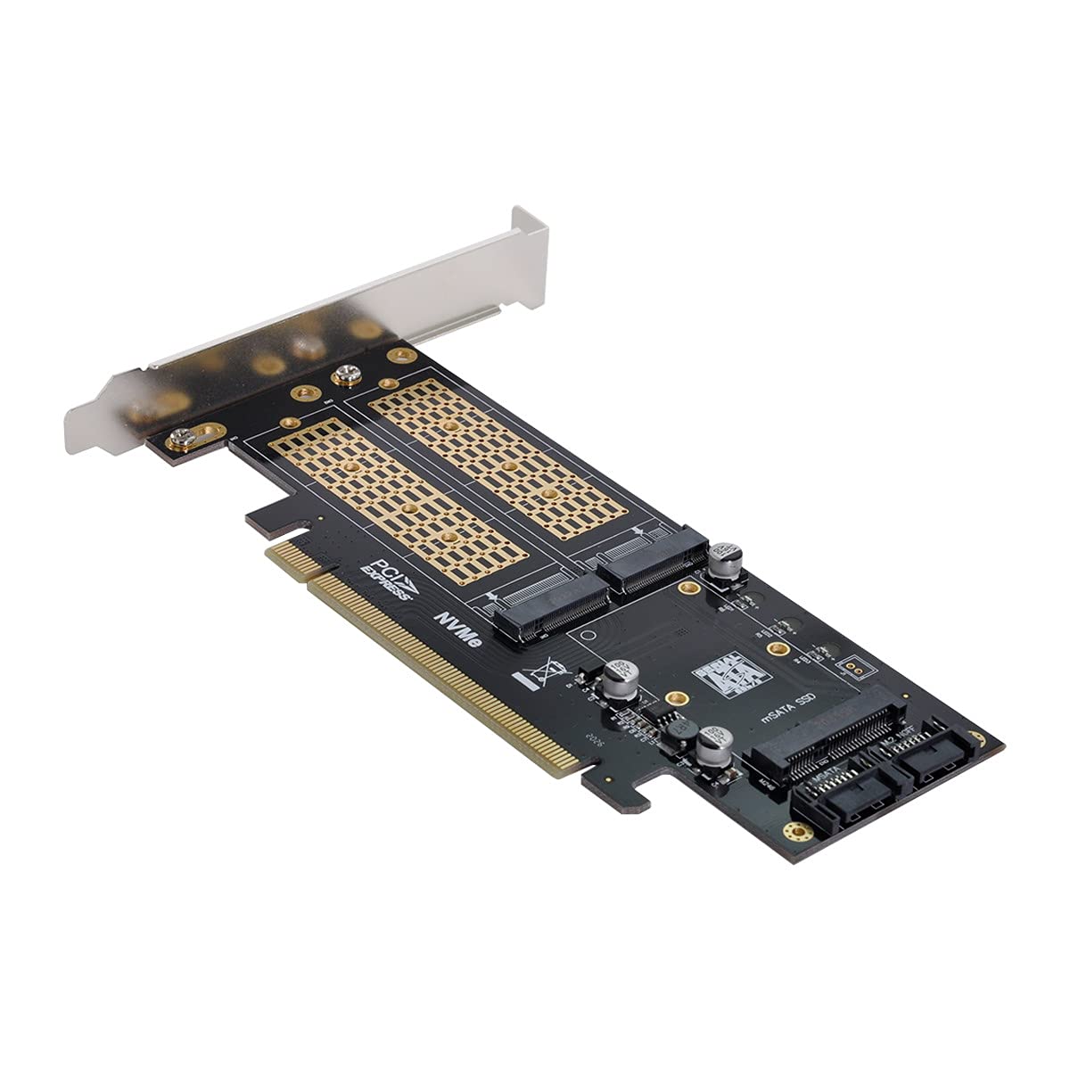 cablecc SA-028 PCI Express PCI-E 3.0 & Dual SATA to NGFF NVME MSATA M-Key B/M-Key SSD Card Adapter 3-in-1