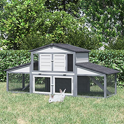 PawHut Large Rabbit Hutch Outdoor Materials Safer for Pets & ClimateFriendly, Big Rabbit Cage
