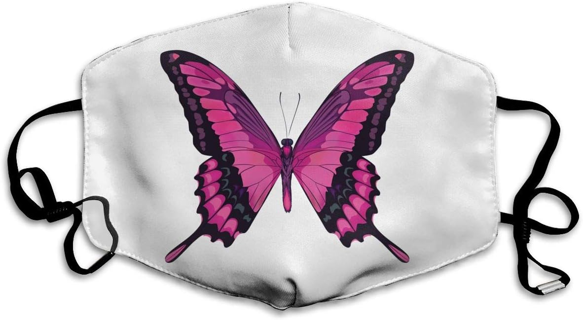 HOODSWOP Dust Mask for Women and Men Pink Butterfly Printed Anti Pollution Face Mask Anti-dust Mouth Mask