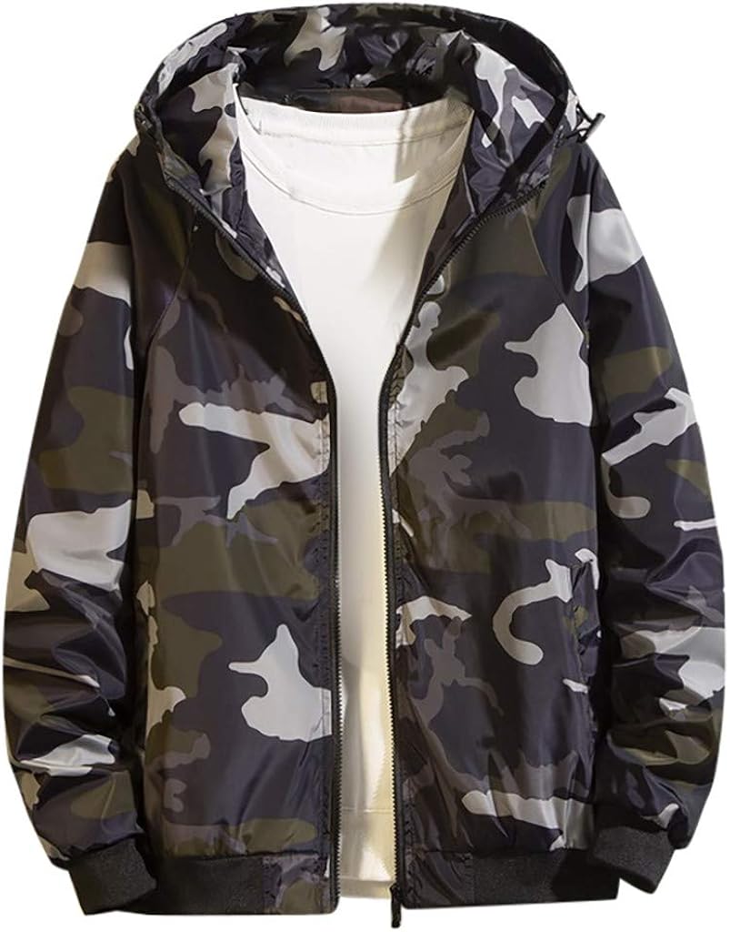 Veste De Pluie Homme - FANGYUAN - Coupe-vent Imperméable - Camouflage - Automne Hiver Blanc