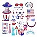 EBTOYS 4th of July Photo Booth Props 26-Kit Patriotic Props on a Stick for Independence Day Party Supplies