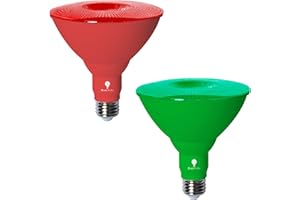 Bluex Bulbs Par38 LED Flood Light Bulb - 18W (120Watt Equivalent) - Dimmable - E26 Base - LED Lights, Party Decoration, Porch, Home Lighting, Holiday Lighting, Flood Lights (Red+Green, 2 Pack)