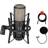 AKG Project Studio P220 Large Diaphragm Condenser Microphone With Pop Filter and XLR To XLR Cable