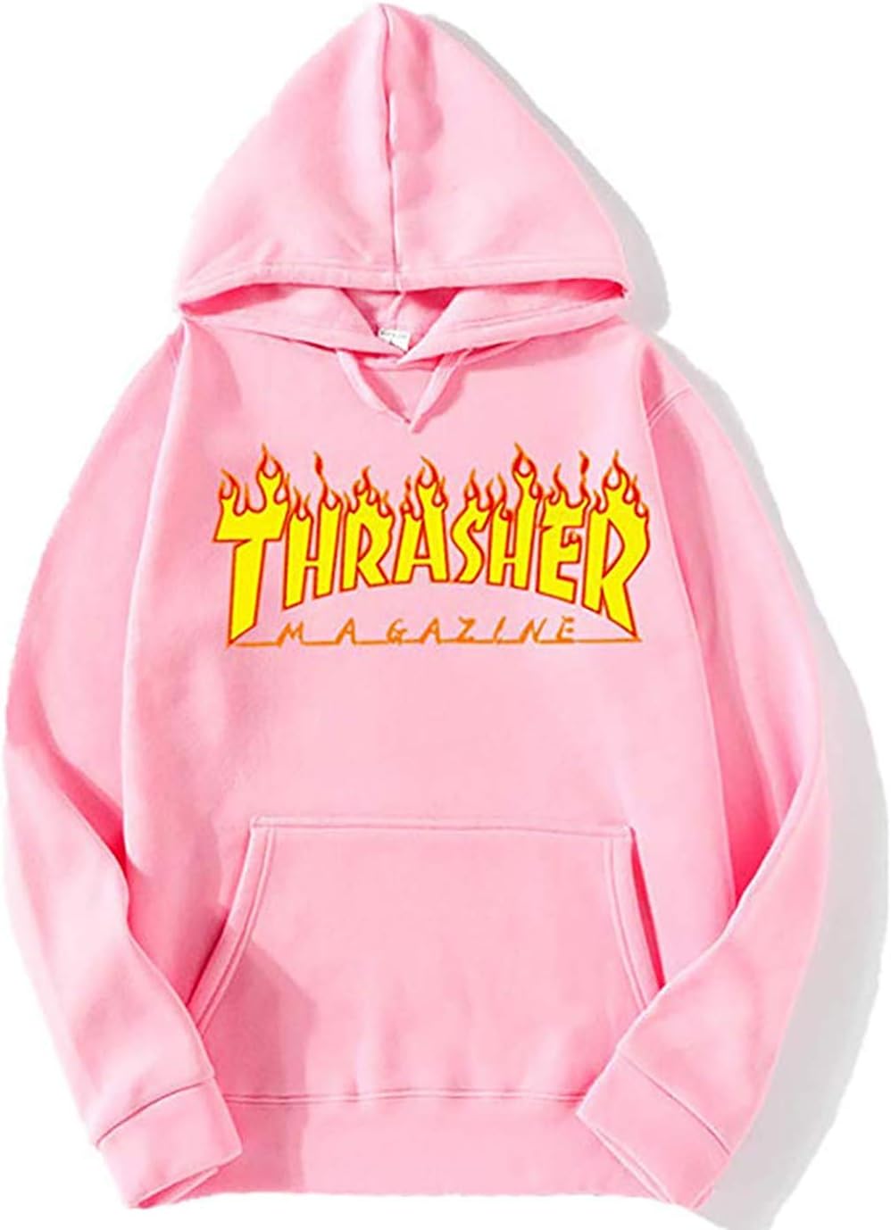 ARTALLY Thrasher Skate Magazine Fashion Hoodie Long Sleeve Hooded Sweatshirt Unisex (Pink, S)