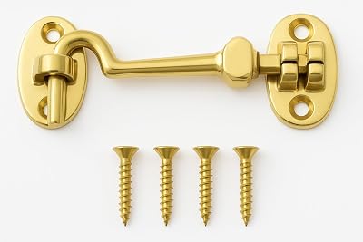 SISI UK 75mm Polished Brass Cabin Hook Door Gate Latch Latch Hinge Fastener