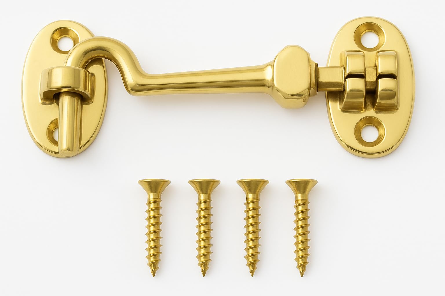 SISI UK® Cabin Hook 75mm Polished Brass Door Handle Store, Gate Latch, Door Latch, Door Hook, Hook and Eye Latch, Cabin Hook, Gate Hook, Hook and Eye, Garden Gate Latch, Door Catch