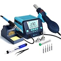 TOAUTO DS882 Soldering Station, 2 in 1 Soldering Iron Hot Air Gun Rework Station Kit with LCD Display,°F /°C, Cool/Hot Air Co