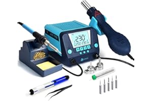 TOAUTO DS882 Soldering Station, 2 in 1 Soldering Iron Hot Air Gun Rework Station Kit with LCD Display,°F /°C, Cool/Hot Air Co