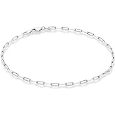 Miabella Solid 925 Sterling Silver 2.5mm Paperclip Link Chain Anklet Ankle Bracelet for Women, Made in Italy