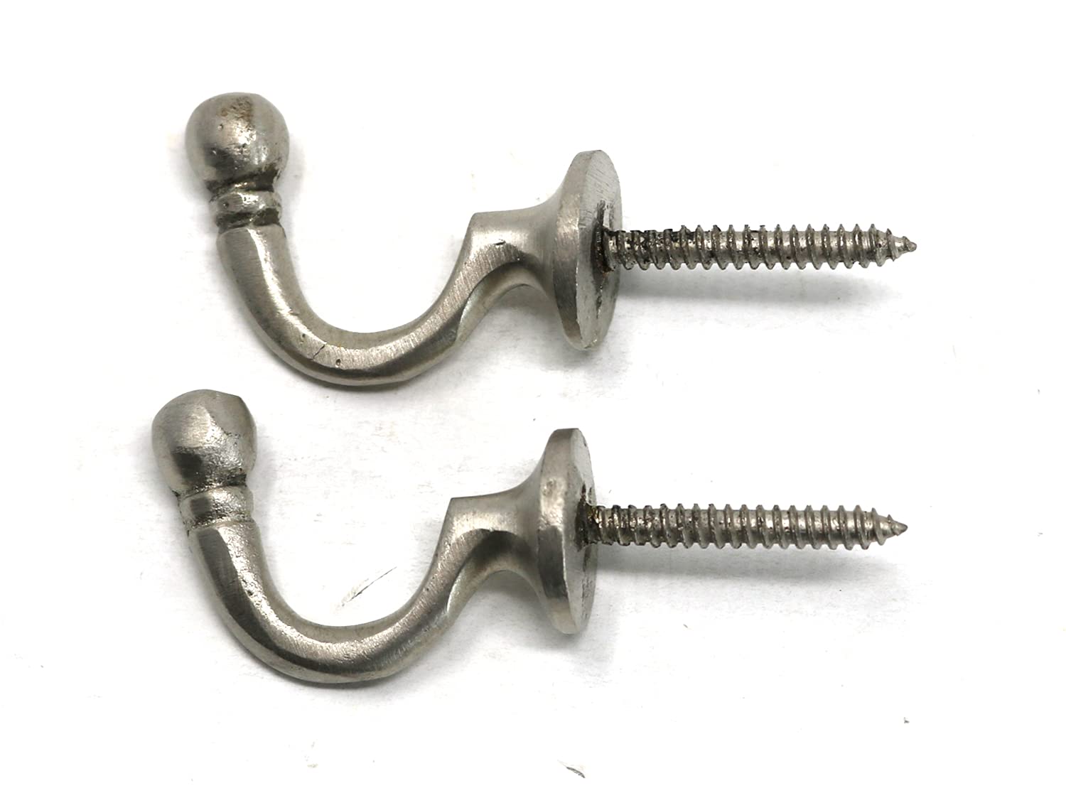 fiXte Ball End Curtain Tie Backs Screw in Hooks Available in Black, Brass, Chrome and Satin Chrome Finishes 40mm - Pack of 2 (Satin Chrome) — image 1