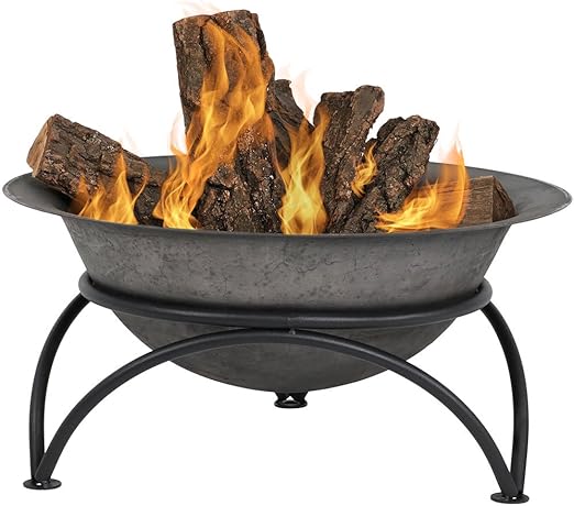 Sunnydaze Small Outdoor Fire Pit Bowl Sturdy Stand Wood