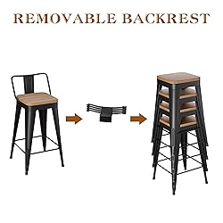 WENTMENT Metal Bar Stools Set of 4 Counter Height