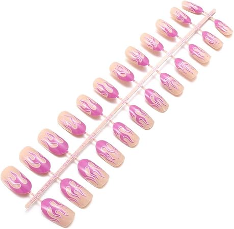 Amazon Co Jp ネイルステッカーdiy 24pc セットパンクフレームパターンフェイクネイルショートラウンドヘッドフルカバーネイル ブラックマットデザインファッション完成ネイルアート Type 4 2 ビューティー