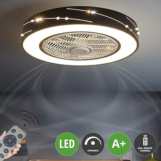 XXCC LED-Deckenventilator Mit Licht, 3-fach Verstellbares Invisible Fan