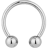 Forbidden Body Jewelry 16g 12mm Surgical Steel Internally Threaded Horseshoe Body Piercing Ring