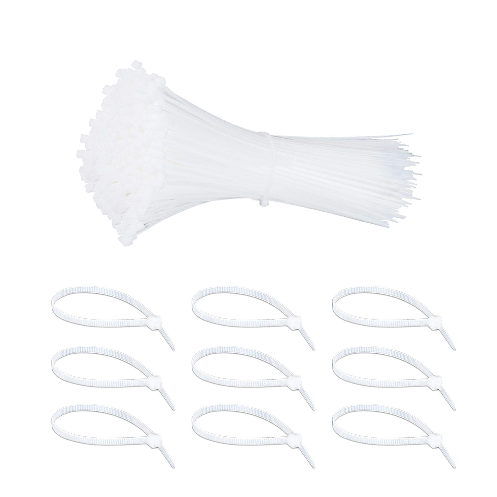 Cable Ties 1000pcs 100mm x 2.5mm Adjustable Self Locking Nylon Tie Wraps White Zip Ties for Home Office Garage and Workshop