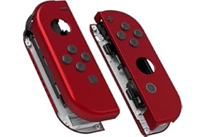 eXtremeRate Soft Touch Grip Red Joycon Handheld Controller Housing with Full Set Buttons, DIY Replacement Shell Case for Nint