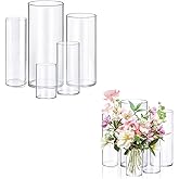 5pcs Glass Vase Cylinder Vases for Centerpieces Small Flower Glass Vases Home Decor Centerpiece Table Clear Flower Vase Decorations for Wedding&Holiday 4,6,7.5,8,10 Inch Tall