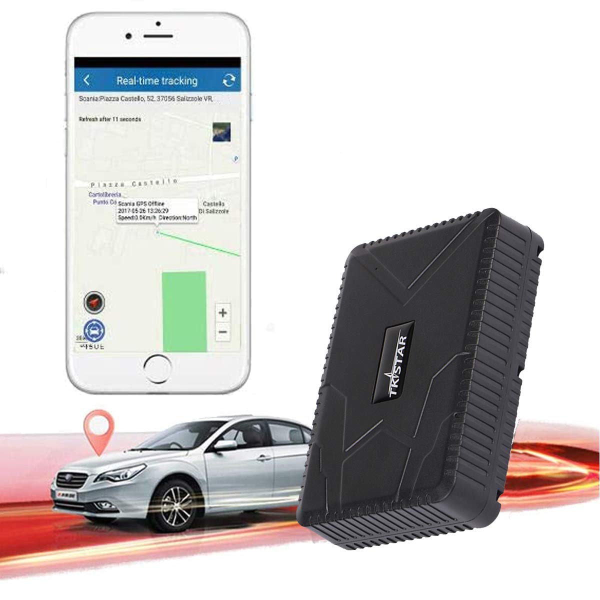 TKSTAR GPS Tracker Car Tracker 120 Days Long Standby Time Waterproof Real Time Tracker Strong Magnet Tracking Device For Motorcycle Trucks Vehicles Anti Theft Alarm TK915