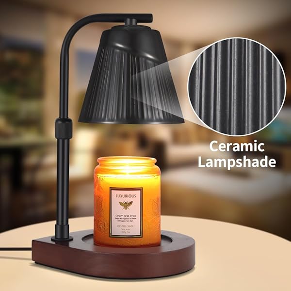 CERAMIC CANDLE WARMER LAMP WITH TIMER DIMMABLE ELECTRIC WAX MELT WARMER FOR JAR SCENTED CANDLES ADJUSTABLE HEIGHT MOTHERS DAY BIRTHDAY GIFTS FOR WOMEN MOM GRANDMA HOME OFFICES DECO LIGHT(BLACK)