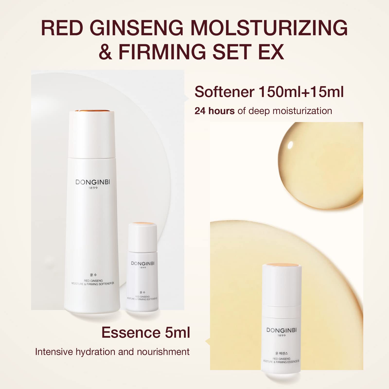 Donginbi Red Ginseng Moisturizing & Firming Set EX, Anti-Aging Korean Skin Care, Routine Kit for Smooth, Radiant Skin by KGC