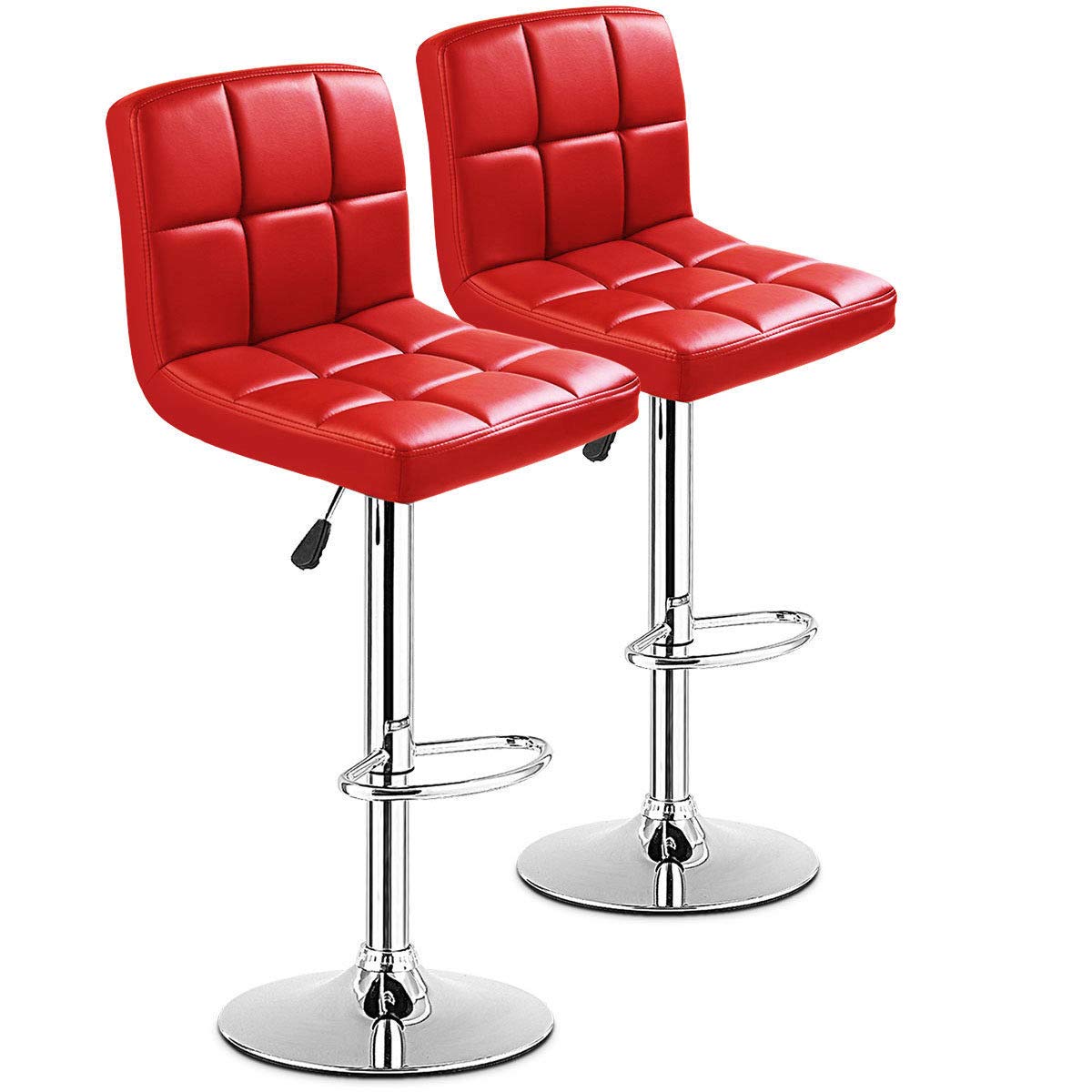 COSTWAY Bar Stool, Modern Swivel PU Leather stools
