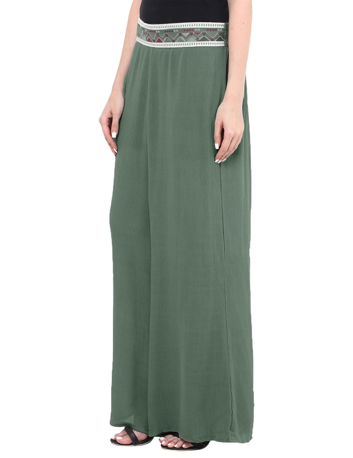 palazzo with embroidered waist band