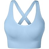 Nabawa Sports Bra for Women Unpadded Medium Support Criss Cross Back Strappy Workout Bra High Impact Gym Activewear Top